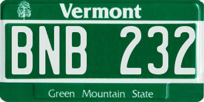 VT license plate BNB232