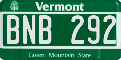 VT license plate BNB292