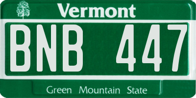 VT license plate BNB447