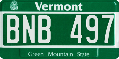 VT license plate BNB497