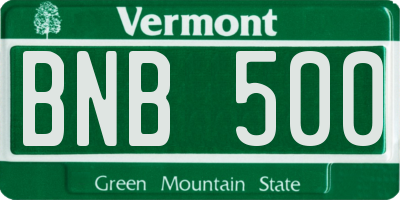 VT license plate BNB500