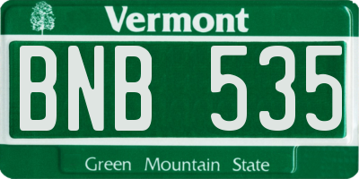 VT license plate BNB535