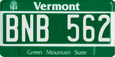 VT license plate BNB562
