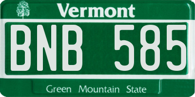 VT license plate BNB585