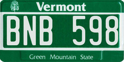 VT license plate BNB598