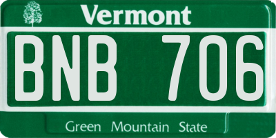 VT license plate BNB706