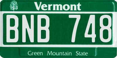 VT license plate BNB748