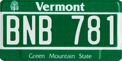 VT license plate BNB781