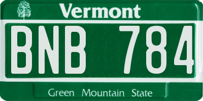 VT license plate BNB784