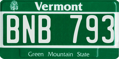 VT license plate BNB793