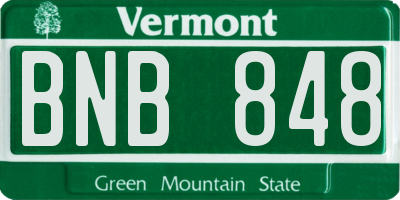 VT license plate BNB848