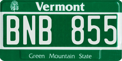 VT license plate BNB855