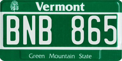 VT license plate BNB865