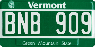 VT license plate BNB909