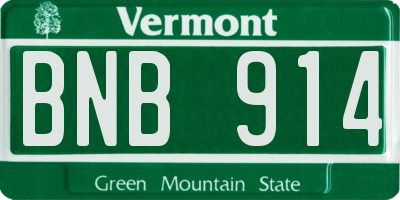 VT license plate BNB914