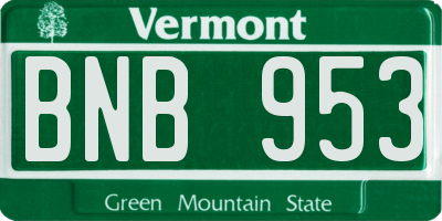VT license plate BNB953