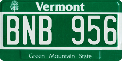 VT license plate BNB956