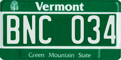 VT license plate BNC034