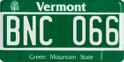 VT license plate BNC066