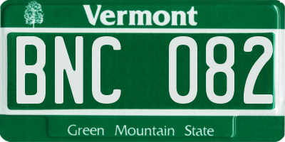 VT license plate BNC082