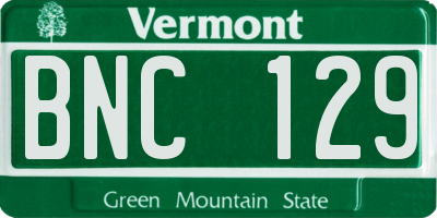 VT license plate BNC129