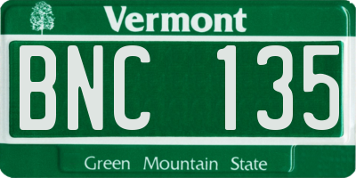 VT license plate BNC135
