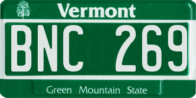 VT license plate BNC269