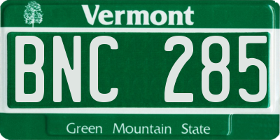 VT license plate BNC285