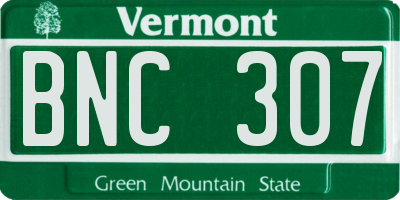 VT license plate BNC307