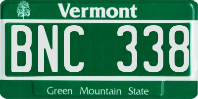 VT license plate BNC338