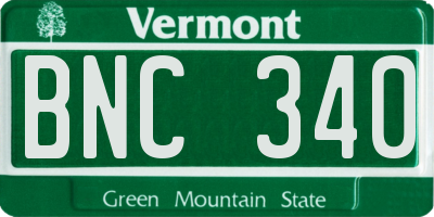 VT license plate BNC340