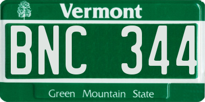 VT license plate BNC344