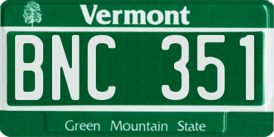 VT license plate BNC351