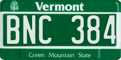 VT license plate BNC384