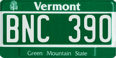 VT license plate BNC390
