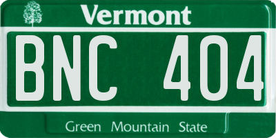 VT license plate BNC404