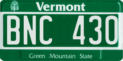 VT license plate BNC430