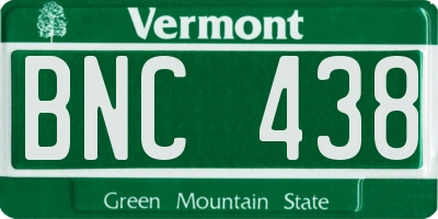 VT license plate BNC438