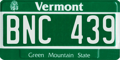 VT license plate BNC439