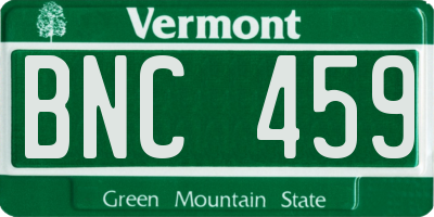 VT license plate BNC459