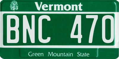 VT license plate BNC470