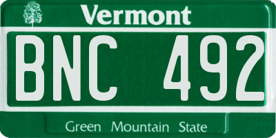 VT license plate BNC492