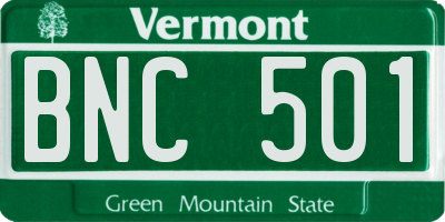 VT license plate BNC501