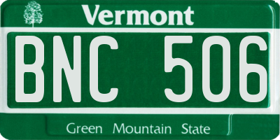 VT license plate BNC506