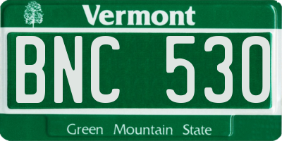 VT license plate BNC530