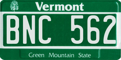 VT license plate BNC562