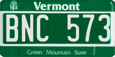 VT license plate BNC573