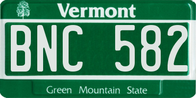 VT license plate BNC582