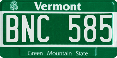 VT license plate BNC585