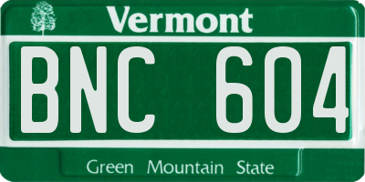 VT license plate BNC604